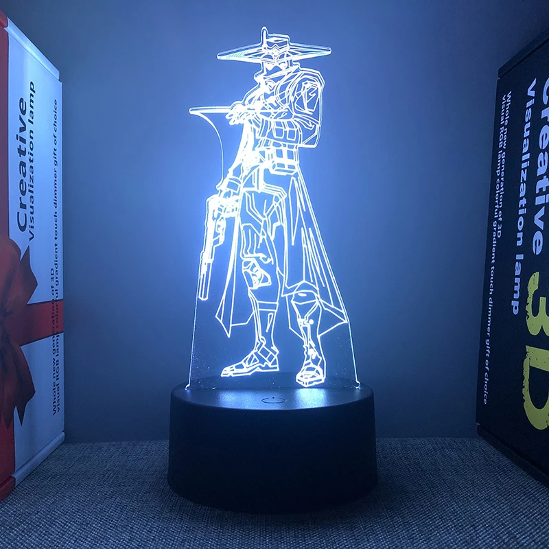 Valorant Figure Cypher 3d Led Lamp For Bedroom Custom Game Hero Acrylic Night Lights Gaming Room Decor Brithday Gift