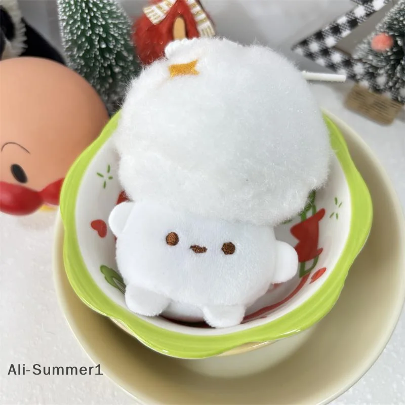 귀엽고 창의적인 시뮬레이션 흰색 버섯 플러시 인형 장난감 열쇠고리 펜던트 소녀 백팩 장식품 재미있는 생일 선물