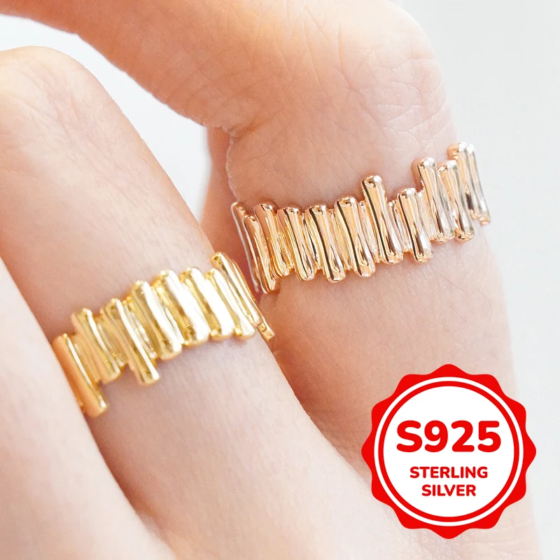 

s925 sterling silver irregular square floating shape ring for women geometric light luxury exquisite retro classic fashion