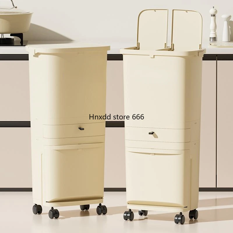 2024 new mobile special large-capacity food waste double-layer storage bucket