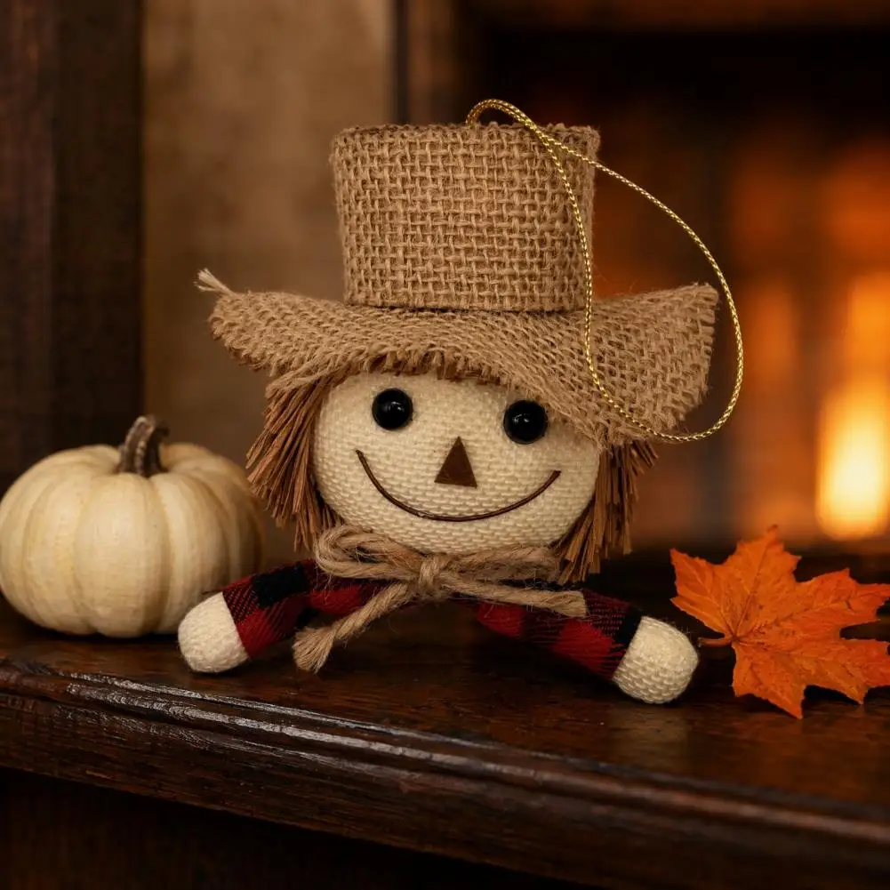 Fabric Scarecrow Ornament Woven Scarecrow Decoration Thanksgiving Scarecrow Hanging Ornament Cute Fall Harvest Doll for Tree