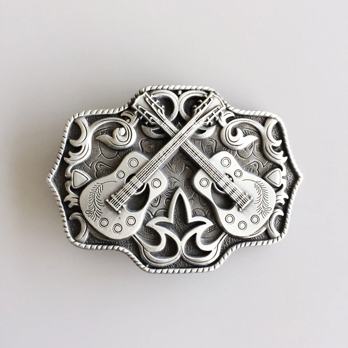 

Antique Brushed Silver Guitar Western Country Music Hot Belt Buckle also Stock in US BUCKLE-MU097AS Free Shipping