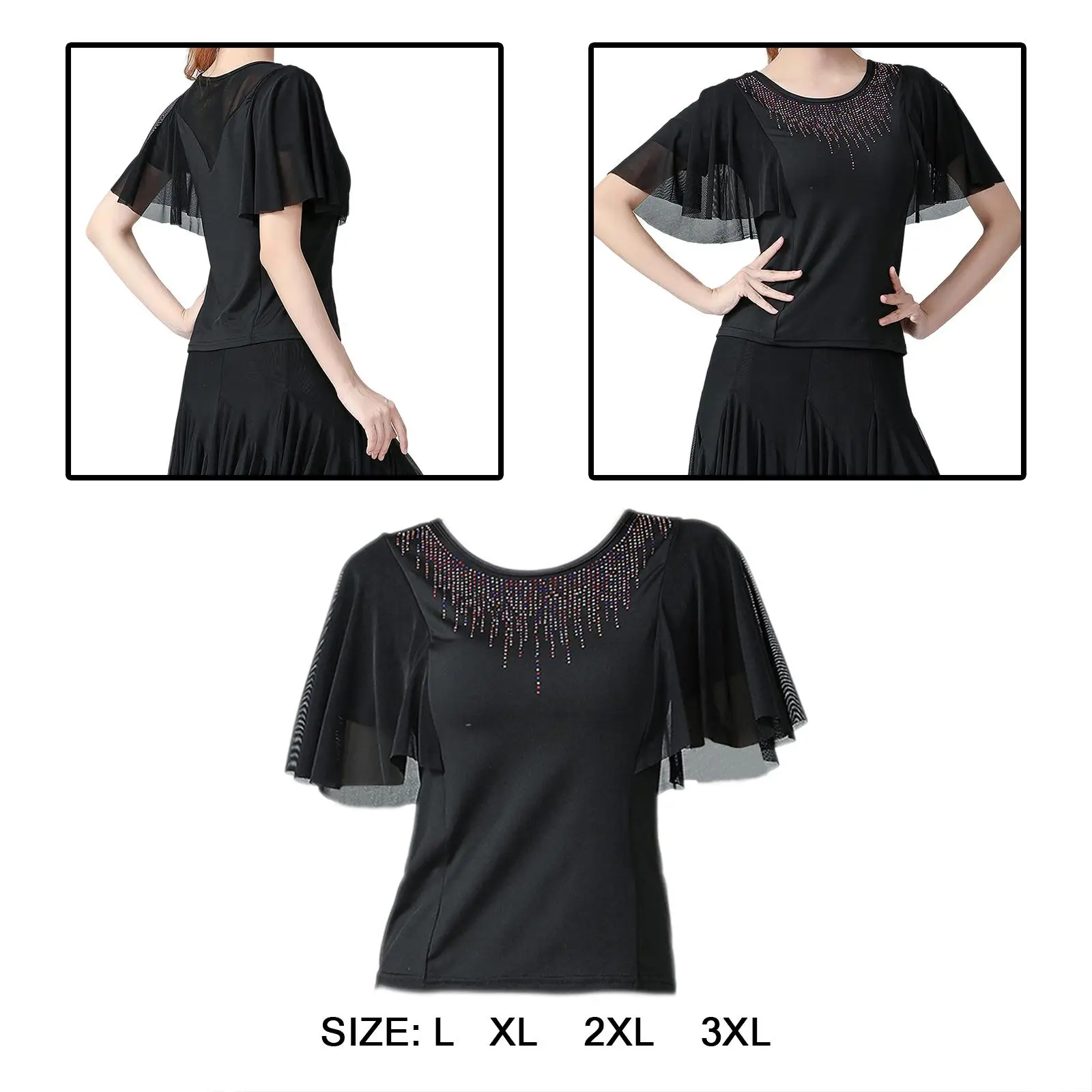 

Женские топы для бальных танцев с расклешенными рукавами, одежда для выступлений для латинского вальса