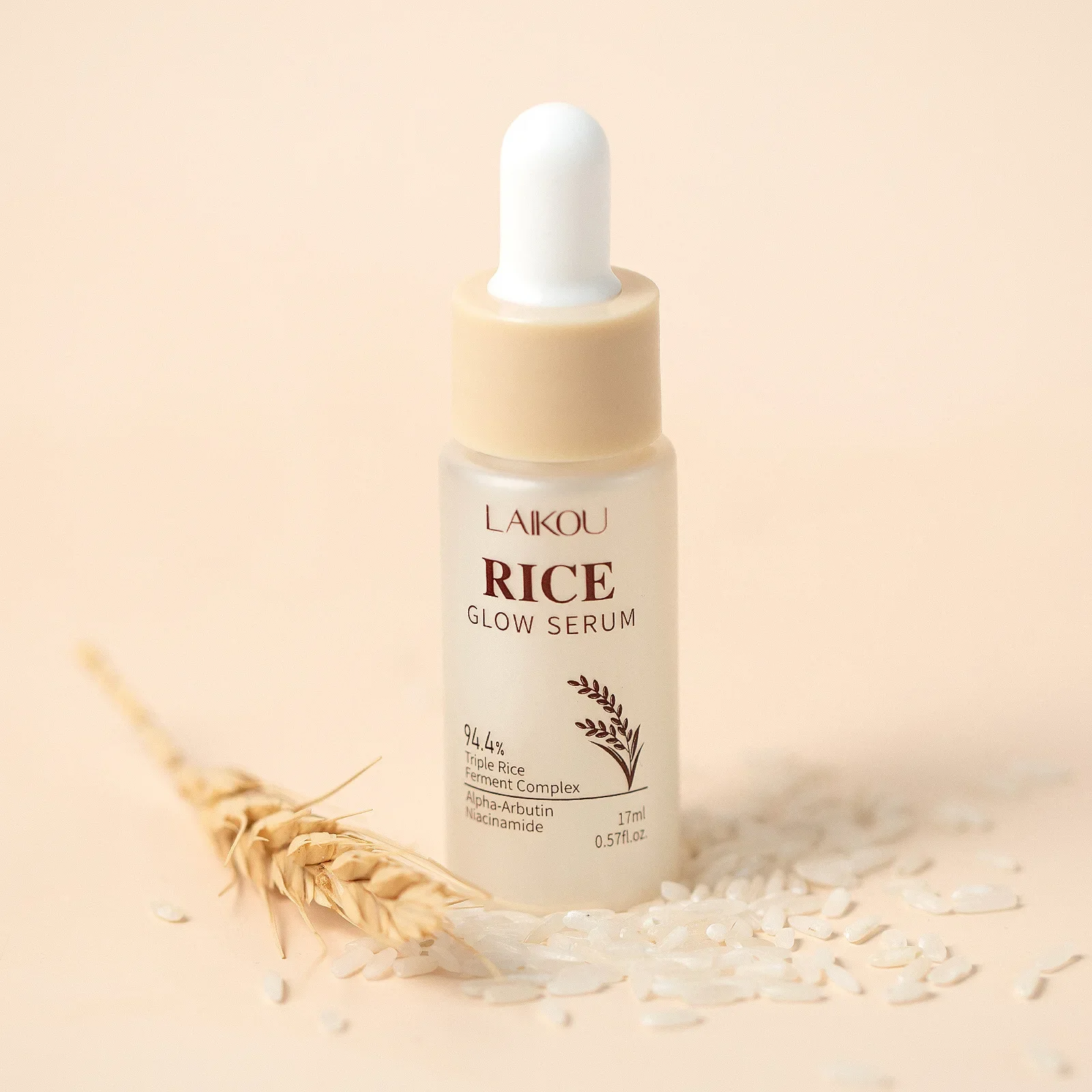 LAIKOU 17ml Rice Raw Pulp Face Serum Hyaluronic Acid Face Essence Moisturizing Brightening Firming Serum Facial Skin Care