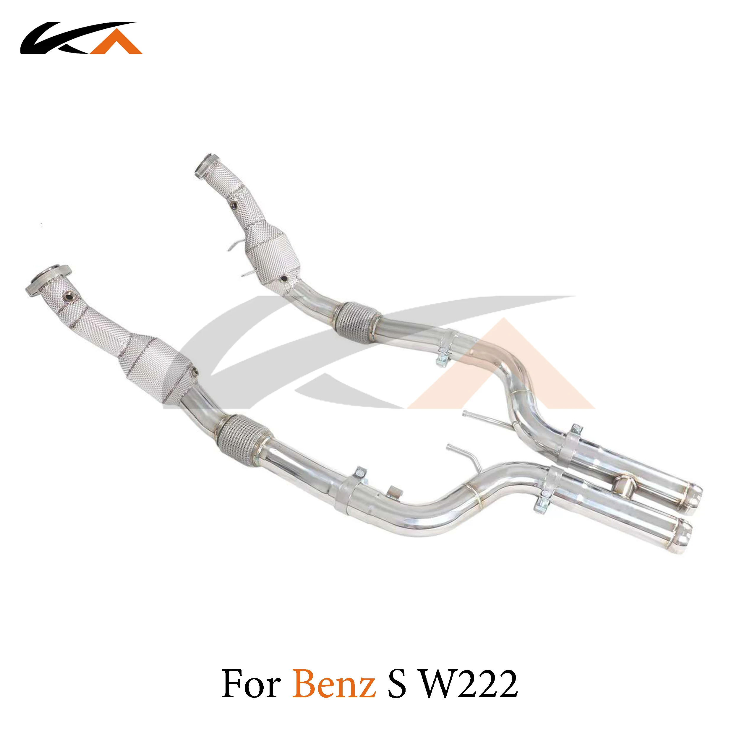 KA exhaust system header stainless downpipe for Mercedes-Benz S300 S320 S350 S400 S500 W222 3.0T axle pipe catalysis heat shield