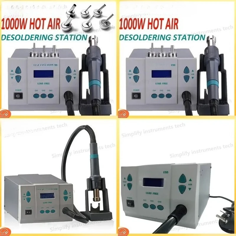 861DW 1000W Heat Gun Soldering Station Lead Free Hot Air Rework Station with Microcomputer Temperature Control and 7