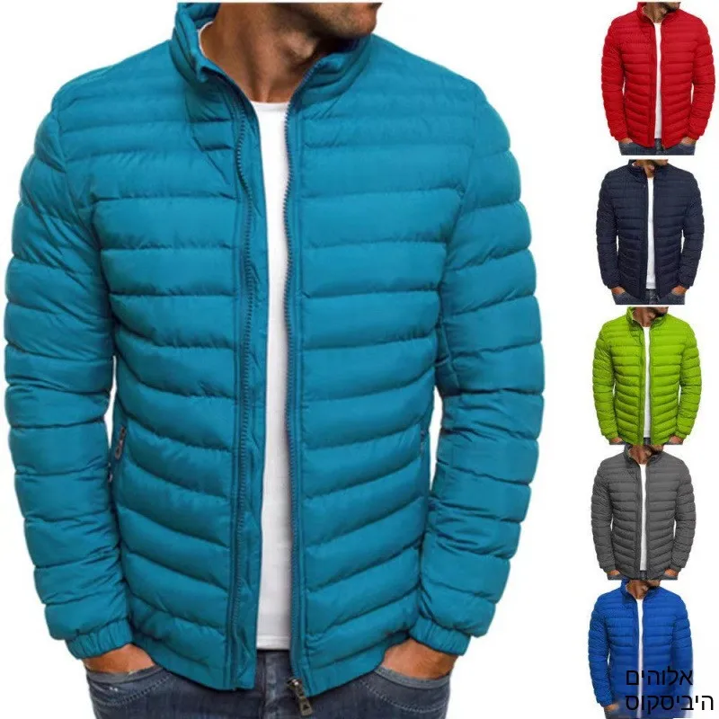 Men's Pure Color Cotton Jacket Autumn Winter Simple Style Stand Collar Long Zipper Casual Outerwear Ultra Thin Non Iron Treat...