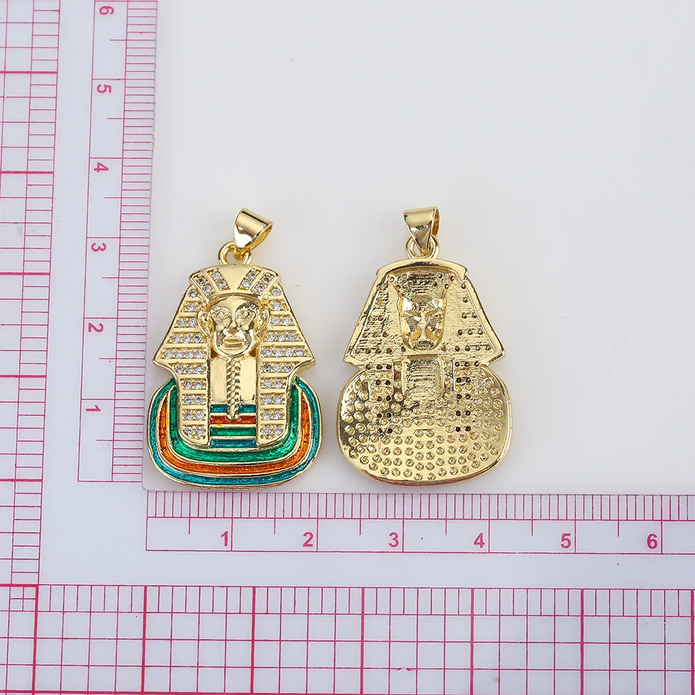 Egyptian Pharaoh's Sphinx Pendant Zircon Diamond Inlaid Hip Hop 18K Gold Plated Simple Jewelry Luxurious High Quality