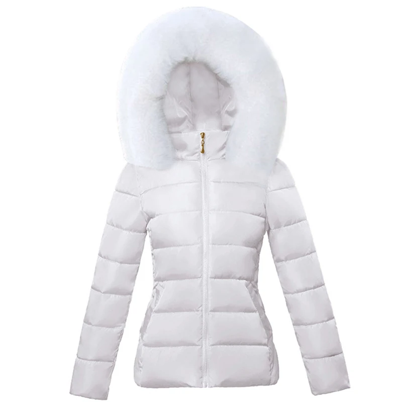 Fashion Black Women\'s Winter Jacket Big Fur Hooded Thick Down Parkas Female Short Jacket Warm Winter Coat for Woman 2023 New