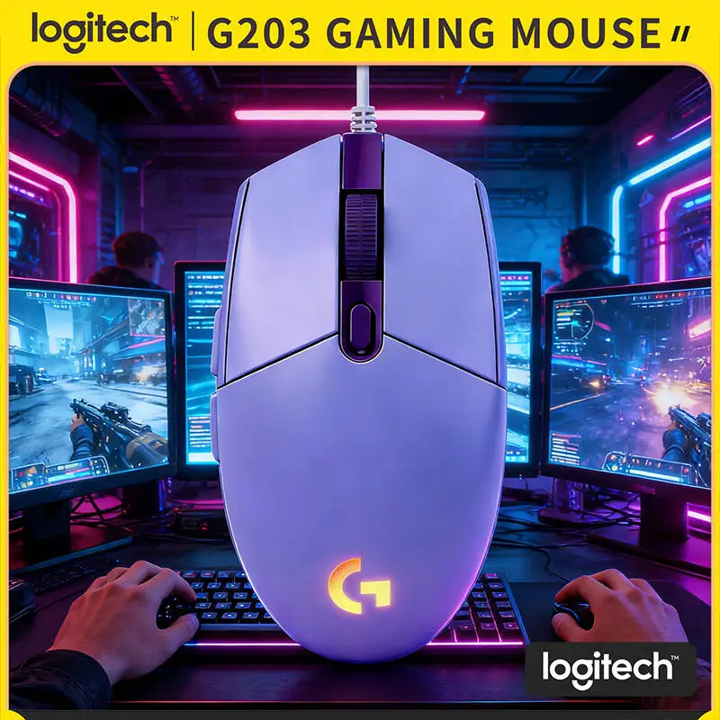 

Logitech G203 Wired Gaming Mouse RGB Backlight 8000 DPI Adjustable 6 Buttons 1ms Response 1000Hz Polling 2-Year Warranty