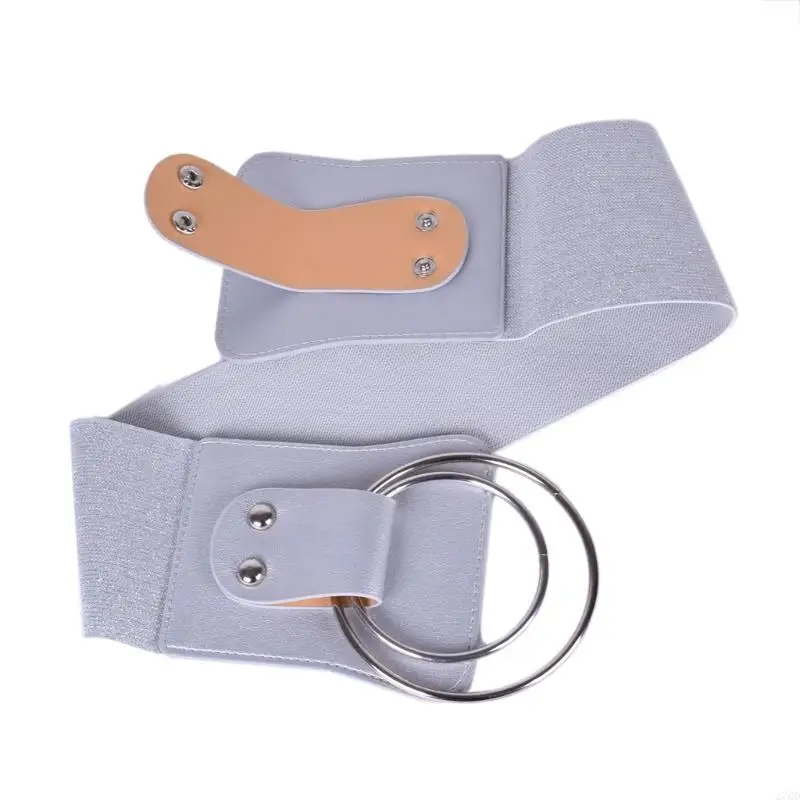 حزام خصر عريض فاخر وحزام مطاطي قابل للتعديل يتميز بتفاصيل دائرة معدنية لحفلات السهرة وحفلات الزفاف #4