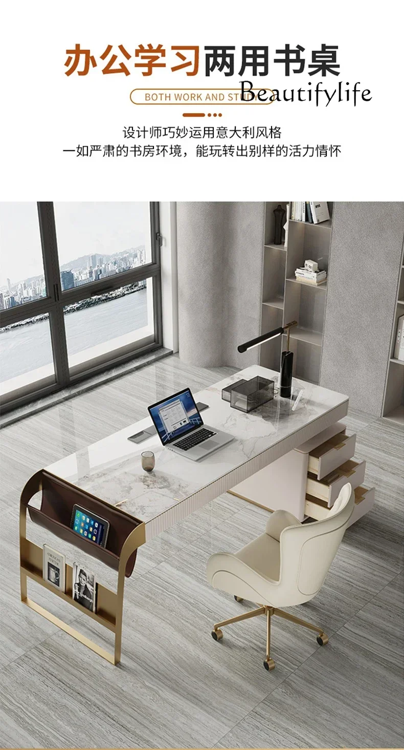 Light Luxury Designer Stone Plate Desk Bedroom Office Computer Desk Reception Table Desk