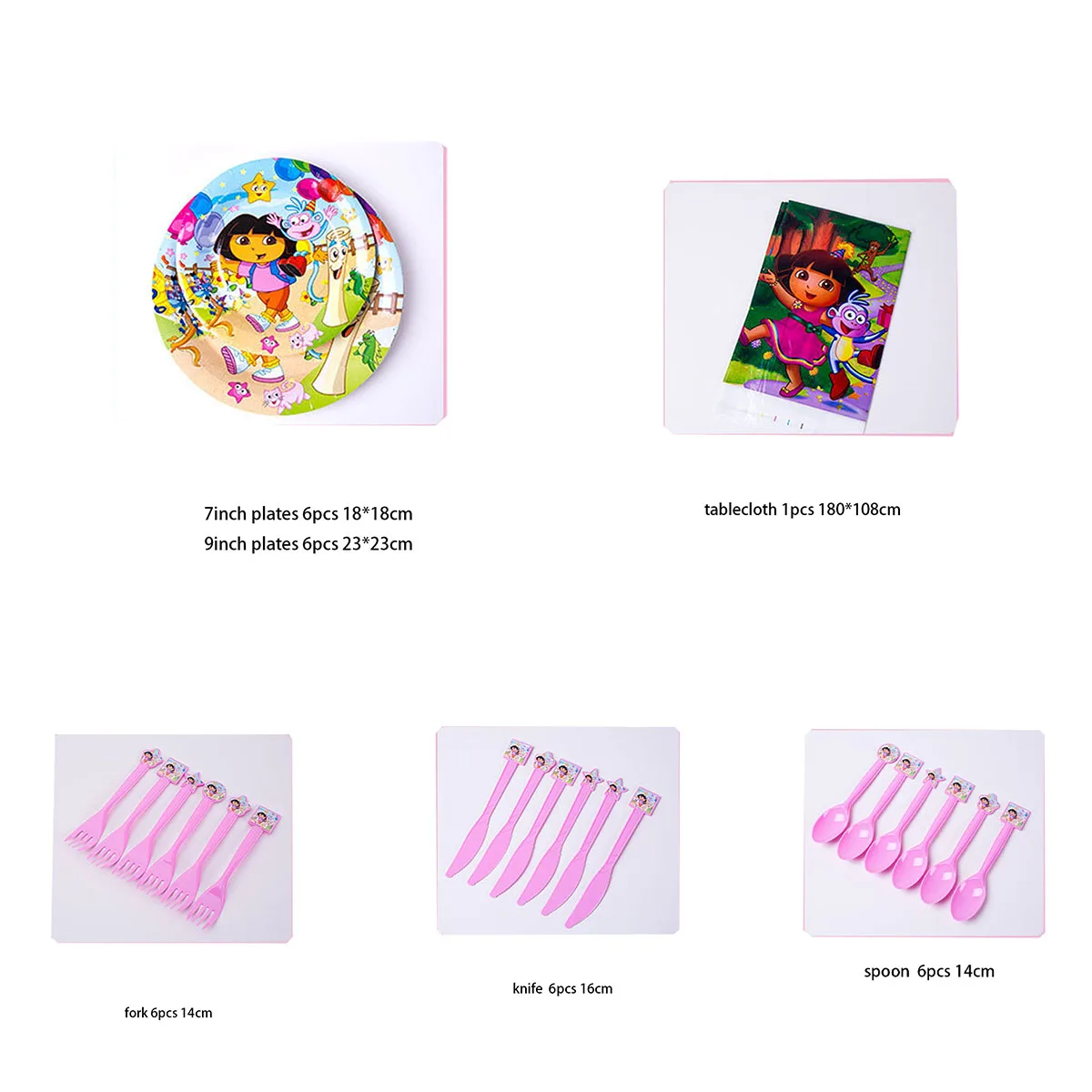 Cartoon Dora Girl Birthday Party Decoration Disposable Foil Balloon Plate Cup Flag Boy Baby Shower Party Supplies Kids Gift mask