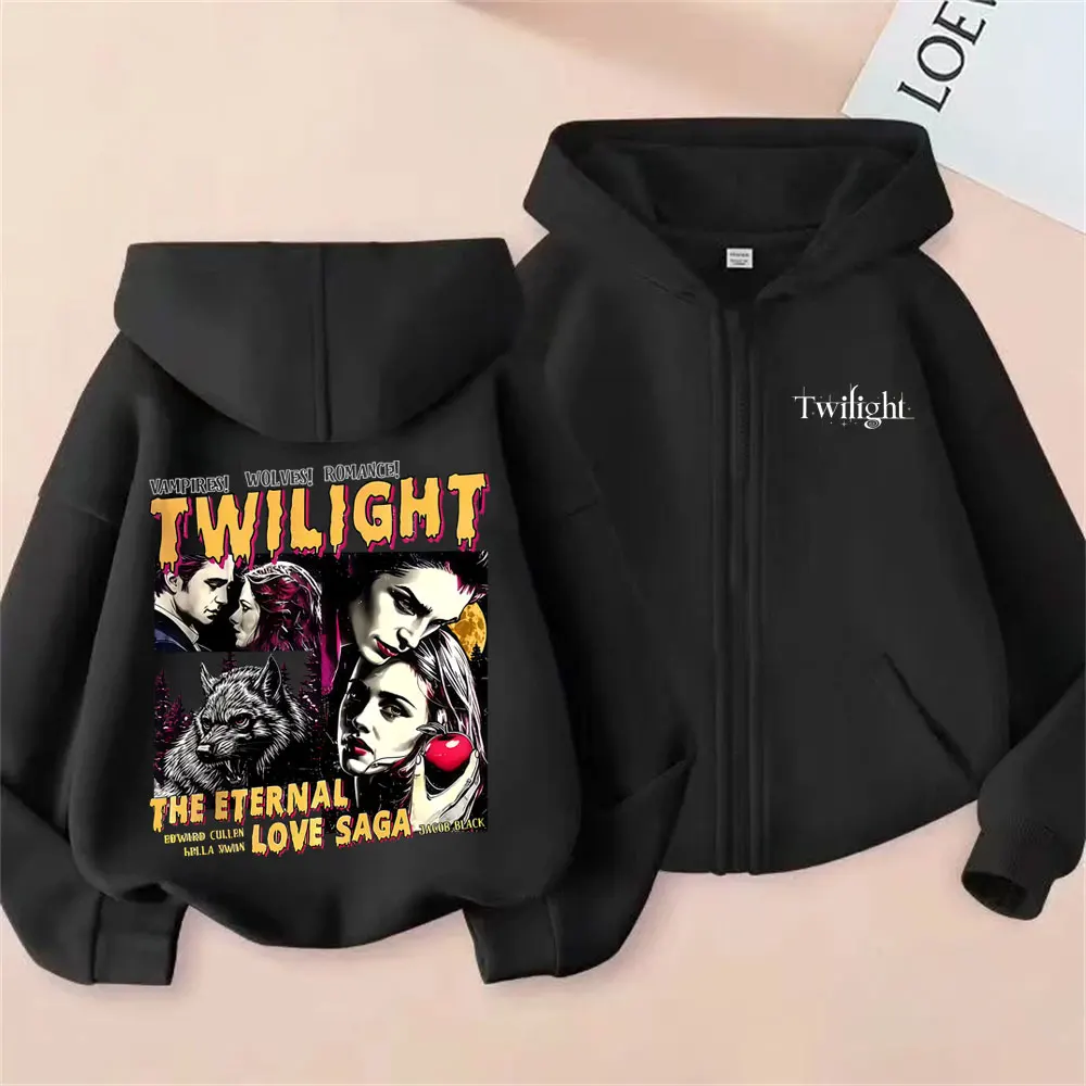 

Movie Twilight Vampire Robert Pattinson Edward Cullen Bella Zipper Hoodie Wolf Jacob Black Zip Up Jacket Men Women Sweatshirt
