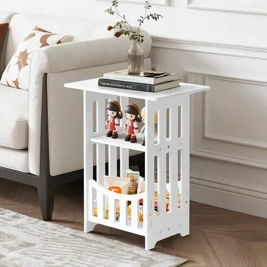 

Night Stand Bedside Table Mini White Nightstand With Two Layers Of Storage Side Tables Bedroom Furniture Small End Tables