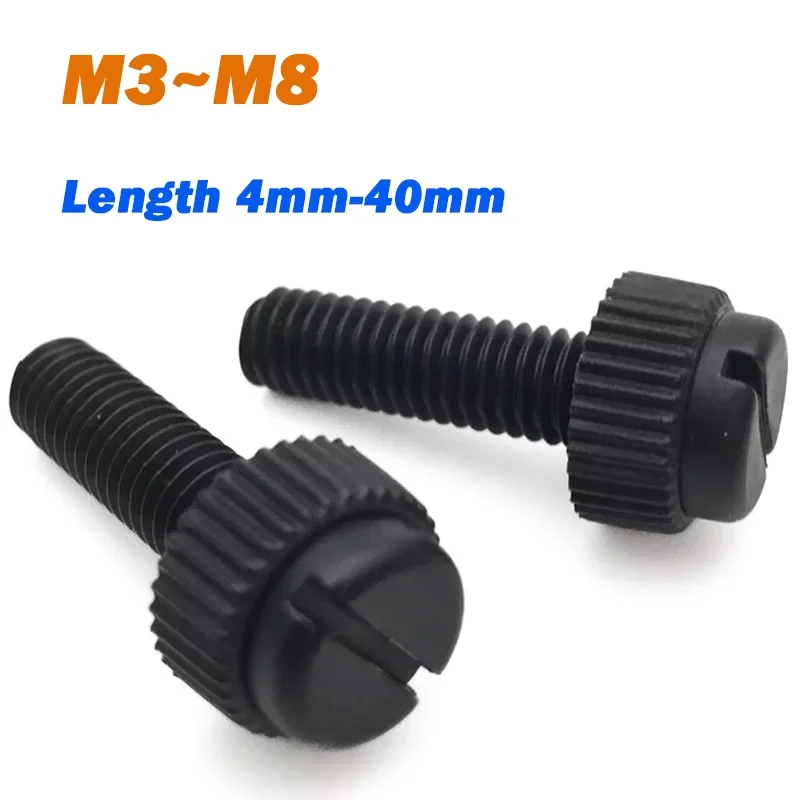 Schrauben M3 M4 M5 M6 M8 Länge 4 mm-40 mm Schwarzer Kunststoff Nylon Schlitz Rändelschrauben Bolzen