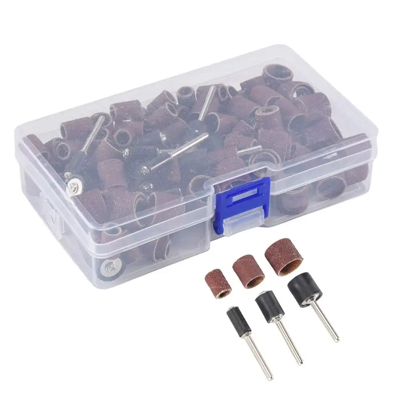 [NEWA64Z!】 132 Pieces Drum Sander Set With Free Box Including 120 Pieces Nail Sanding Band Sleeves And 12 Pieces Drum Mandrels F