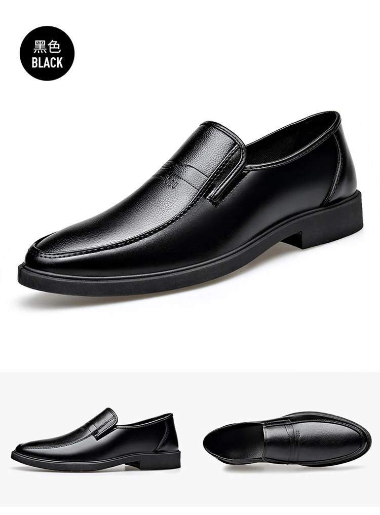 Schwarze Herren-Slipper aus Leder, bequeme, rutschfeste, formelle Schuhe für Business, Büro und Alltag. – Detail 6