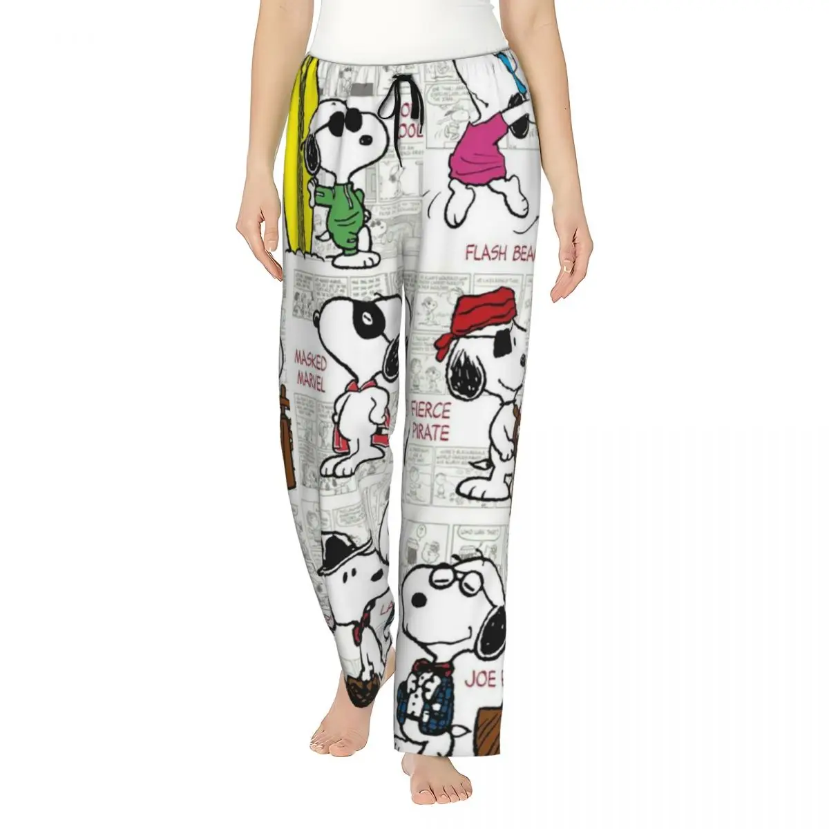 

Women Cartoon Snoopy Woodstock Animation Pajama Pants Custom Printed Sleep Sleepwear Bottoms with Pockets