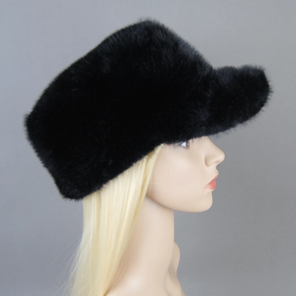 2024 False Fashionable Brand Visors Artificial Caps Mink Fur Hats For Women Warm Russian Winter Hat Luxurious False Mink Fur Cap