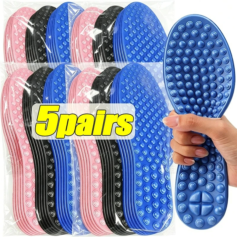 5pairs Anti Fatigue Massage Shoe Insoles Men Women Pain Relief Comfortable Shock Absorption Cushioning Stress Board Shoes Pads