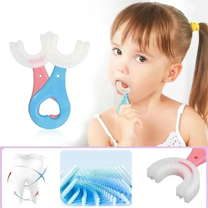 1/2/3/4Pcs Children Tooth Brush U Shape Kids Toothbrush Soft Tooth Cleaner Silicone Child Toothbrushes Oral Care Cleaning Teeth