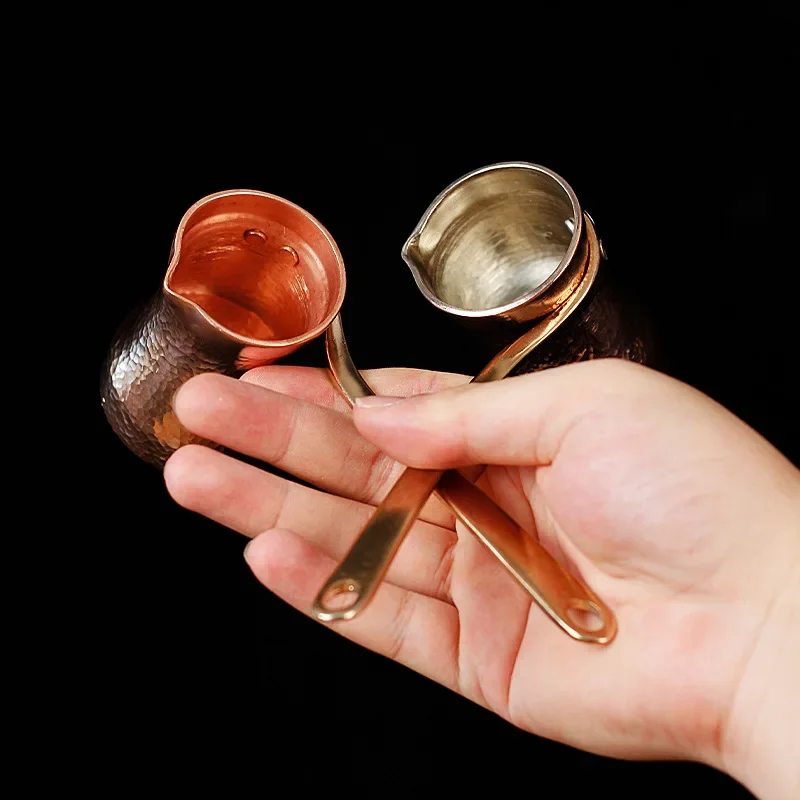 100/400ml pure copper hand-brewed coffee pot with long handle, hand-hammered texture, Italian style, high-end hearth pot