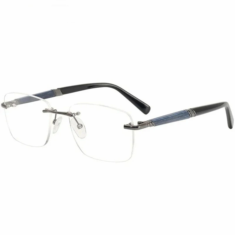 HDCRAFTER Titanium Rimless Glasses Frame Men Wooden Optical Eyeglasses Frame Prescription Myopia Hyperopia Eyewear spectacles
