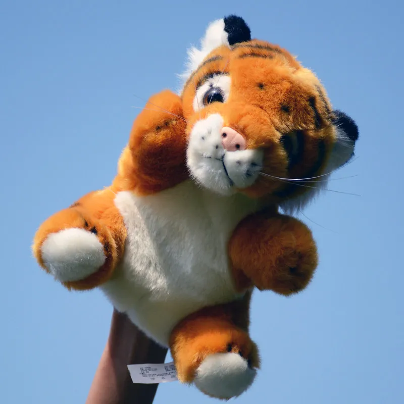 L20cm Cute Realistic Tiger Hand Puppet Plush Toy Performances Props Kids Birthday Gift