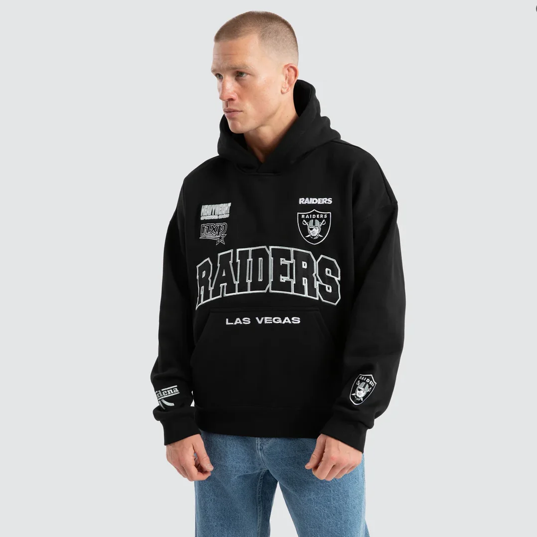 

Raider Raiders Heavyweight Pure Cotton Embroidered American Hip Hop Oldschool Street Sle Sweatirt ex Long Sve Hoodie
