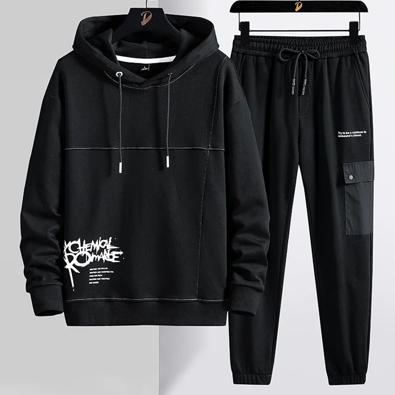 Size Black Hoodie Plus Tracksuit 2023 Brand New Streetwear Printed Hip Hop Sweat Suits Male Loose Casual 2 Piece Set 8XL