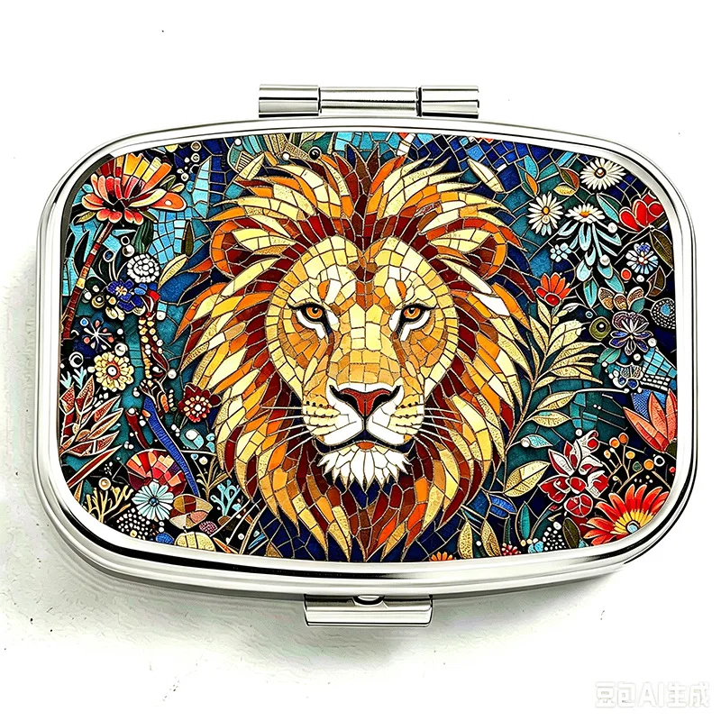 1pc Pill Box / 2D Flat Printing Silvery Angel Embossed. Pocket-sized Small Pill Box. Mini Trinket Box, Lightweight and Portable | Creative Gift - Easy to Carry / Compartmentalized for Classification / Storage for Regular Medication / Convenient