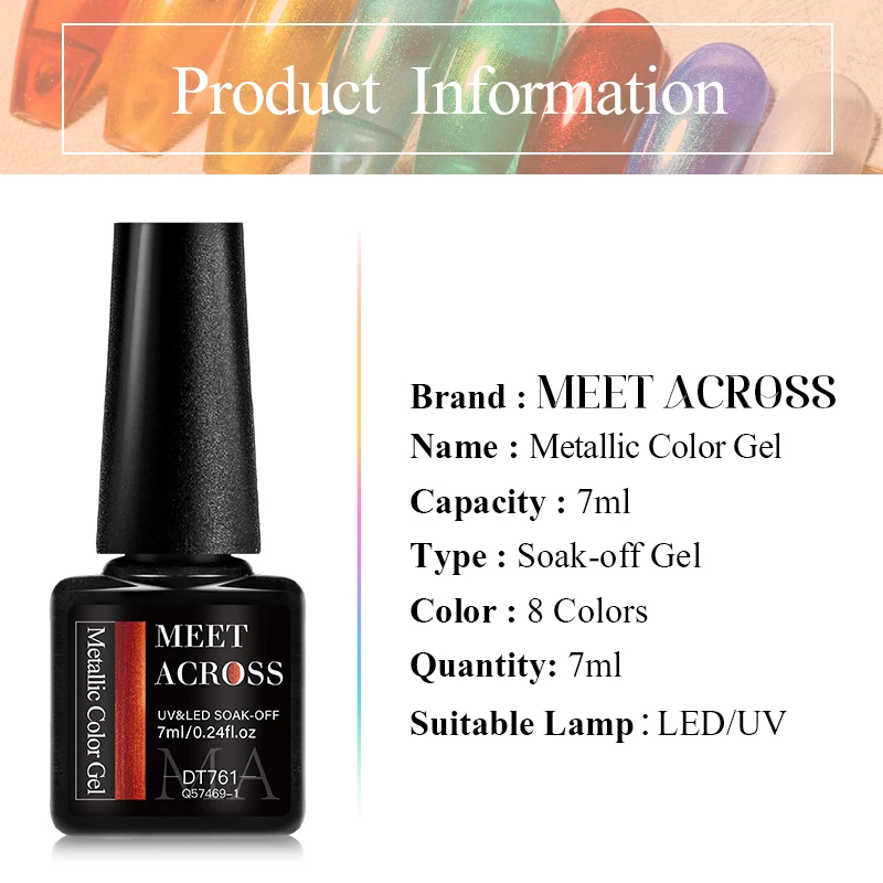 MEET ACROSS-Ensemble de Verhéritage à Ongles Gel UV LED, Série D.lique, Effet Miroir Rouge et Or, Kit pour Manucure et Nail Art, 8 Pièces