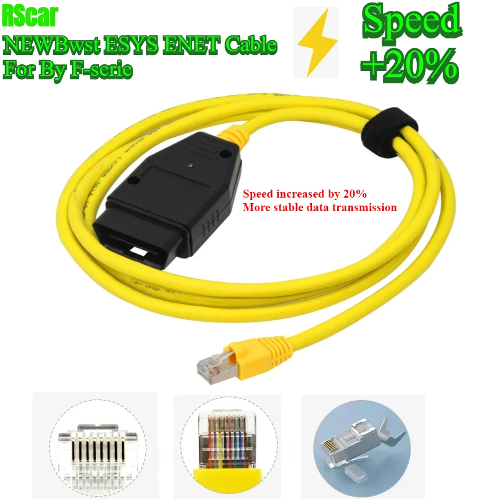 NEWBest High Quality Speed+20% ENET Data Cable For BMW Ethernet ICOM Coding for F-Series OBD2 Diagnostic Coding Tool OBD Adapter