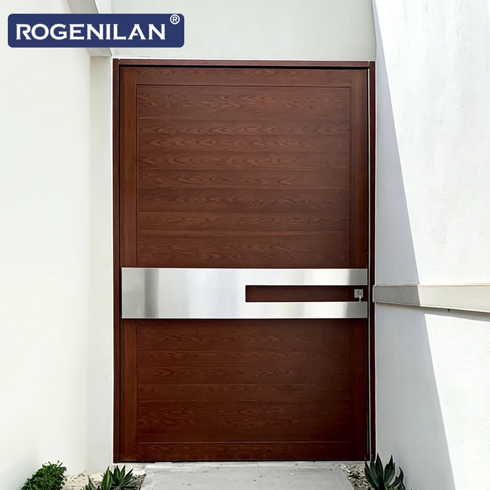 ROGENILAN Factory Custom Exterior Anti-theft Safety Doors Aluminum Soundproof Front Entrance Door With Lock