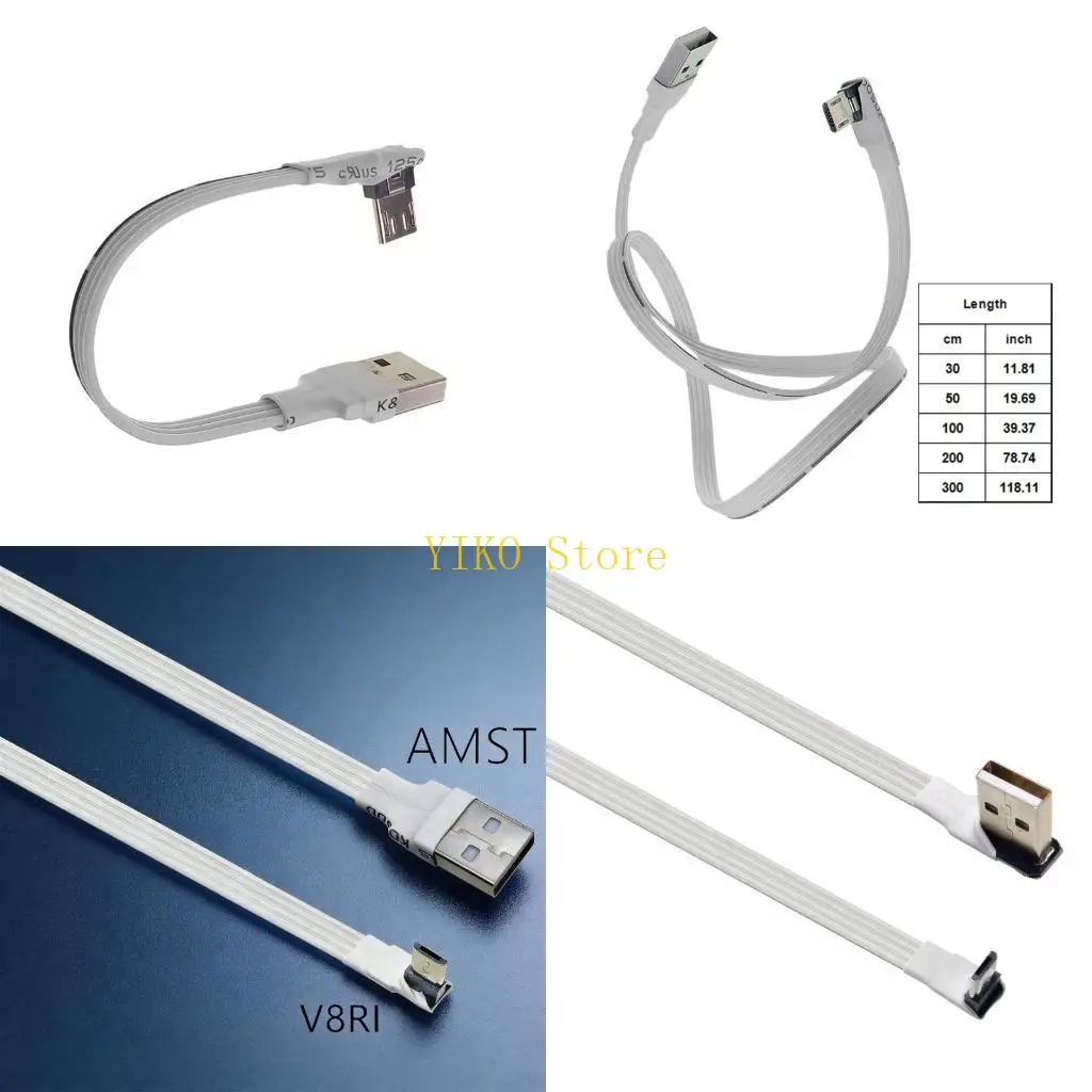

K32C USB To USB 5Pin Conversion Cable Flat Rubber Wire Fast Charging Flexible Cord For Phone Tablet Camera Accessories