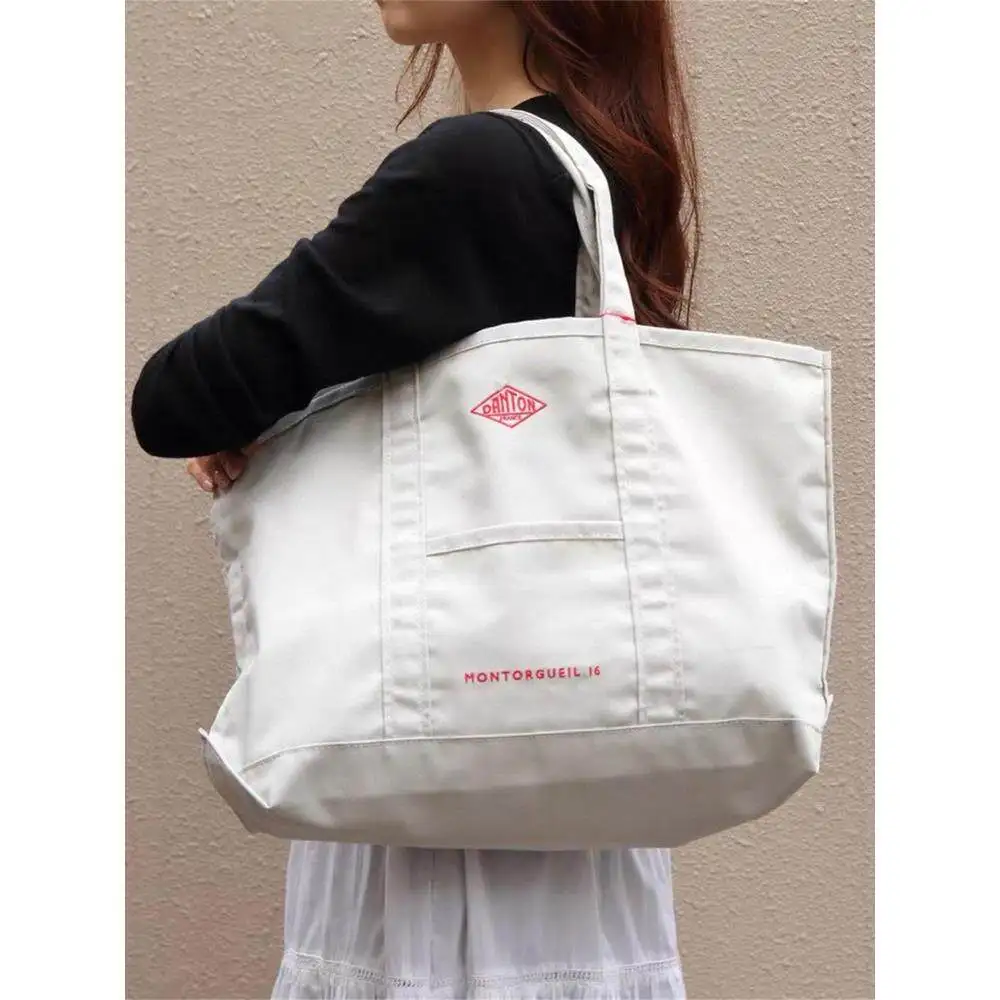 

Letter embroidery tote bag shopping bag travel shoulder handbag Dan ton