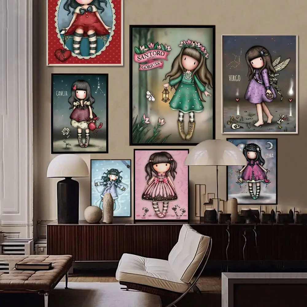 Cute Gorjusses Cartoon S-Santoro Good Quality Prints and Posters Waterproof Paper Sticker Coffee House Bar Posters Wall Stickers