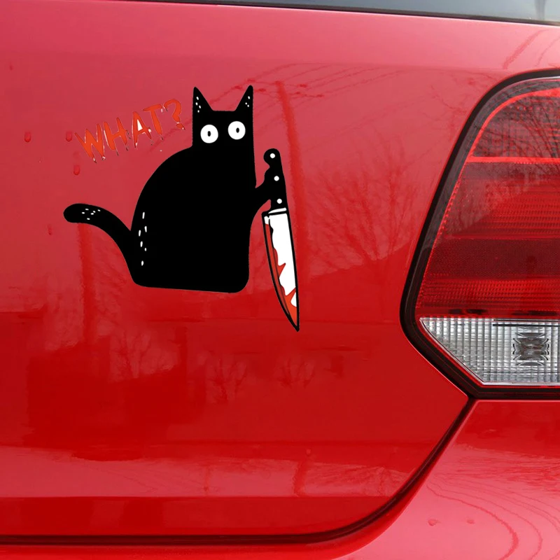 سكين القطة المضحكة - القطة السوداء ما ملصق - رسم الملصق - السيارات، الحائط، الكمبيوتر المحمول، الخلية، ملصق الشاحنة للنوافذ، السيارات، #5