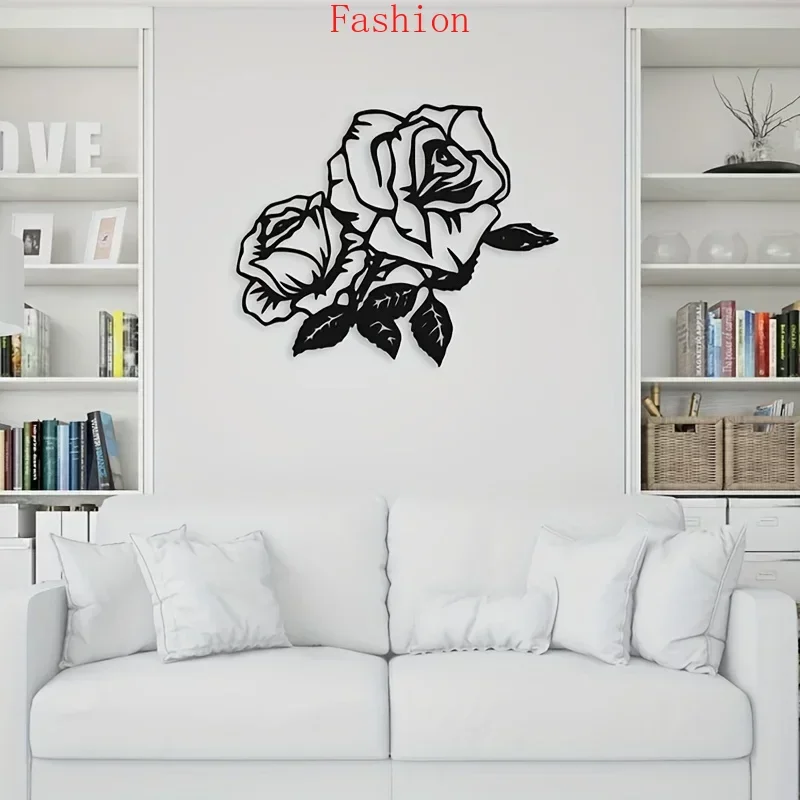 

Rose Flower Metal Wall Hanging Decoration Silhouette Iron Ornament Livingroom Valentine's Day Gift Metal Decor Art wall decorat