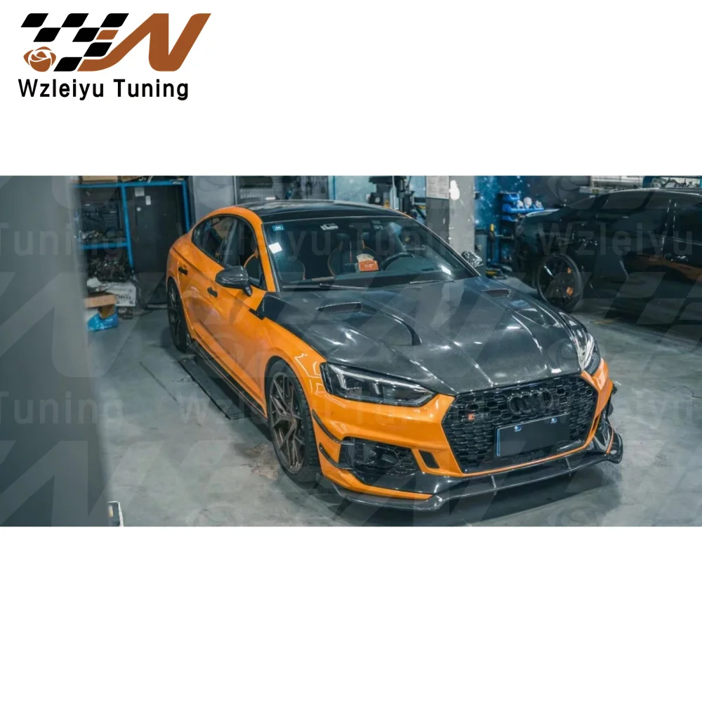 New V1 Style Real Carbon Fiber Front Hood Bonnet Fit For Audi RS5 S5 A5 B9 B9.5 17-23 High Quality Fitment