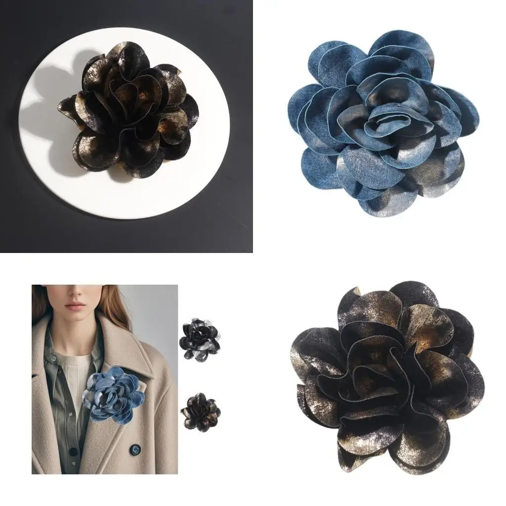 

652F Women Brooch Lapel Pin Camellia Flower Elegant Rose Jewelry Suit Accessories
