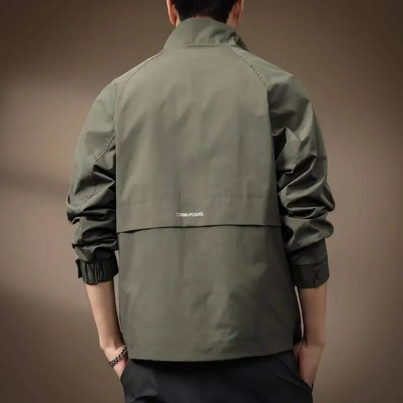 

Vintage Stand Collar American Style Work Clothes Interchange Jackets Men Autumn Outdoors Windproof Waterproof Jacket Pocket Coat