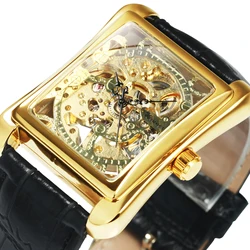 WINNER Vintage Skeleton Mechanical Watch for Women Classic Elegant Ladies Watches Leather Strap Business Unisex Wristwatches