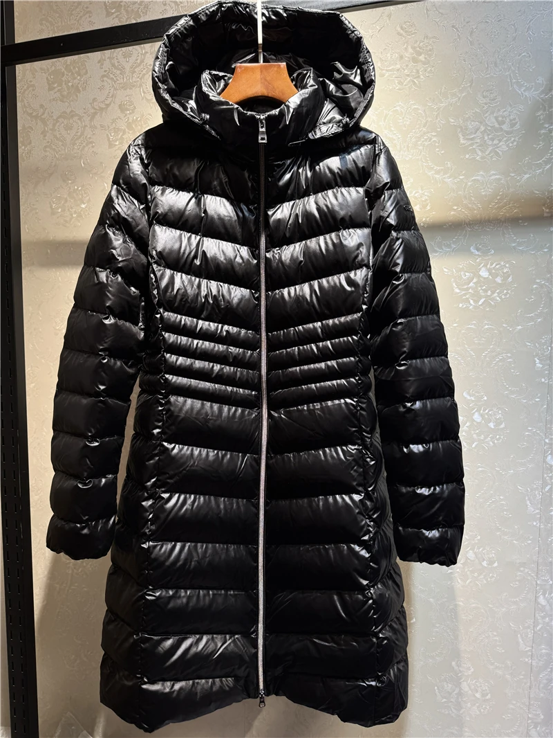 GEOX Thiened imperméable chaud coton Jaet pour les femmes en plein air Sle taille réglable coupe ajustée longue manteau à fermeture éclair Bla