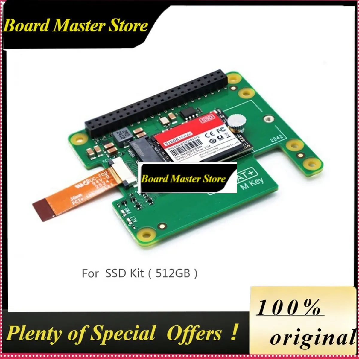 BoMaS New + For 512GB SSD Kit Compatible With PCIe Gen3 M.2 HAT+NVME SSD For 5