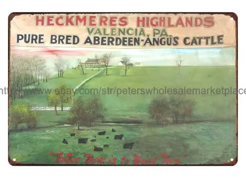 cattle livestock farm Purebred Aberdeen-Angus Cattle metal tin sign wall decor