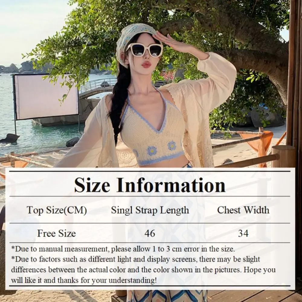 with Chest Pad Daisy Short Tank Top Hollow Out Summer Beach Women Underwear Tassel Halter Top