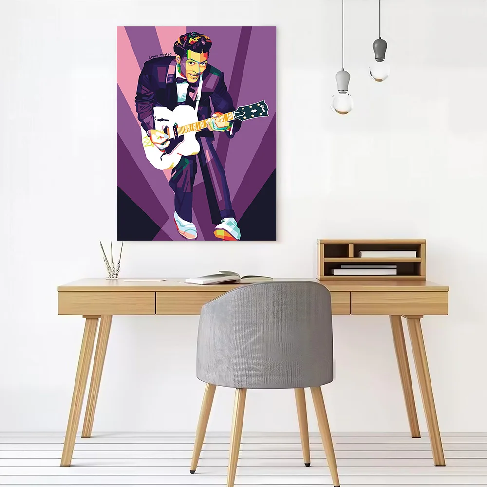 Chuck Berry Canvas Poster Wall Art Customizable High Quality Printed Picture for Home Decor Living Room Bedroom Decoration Mural