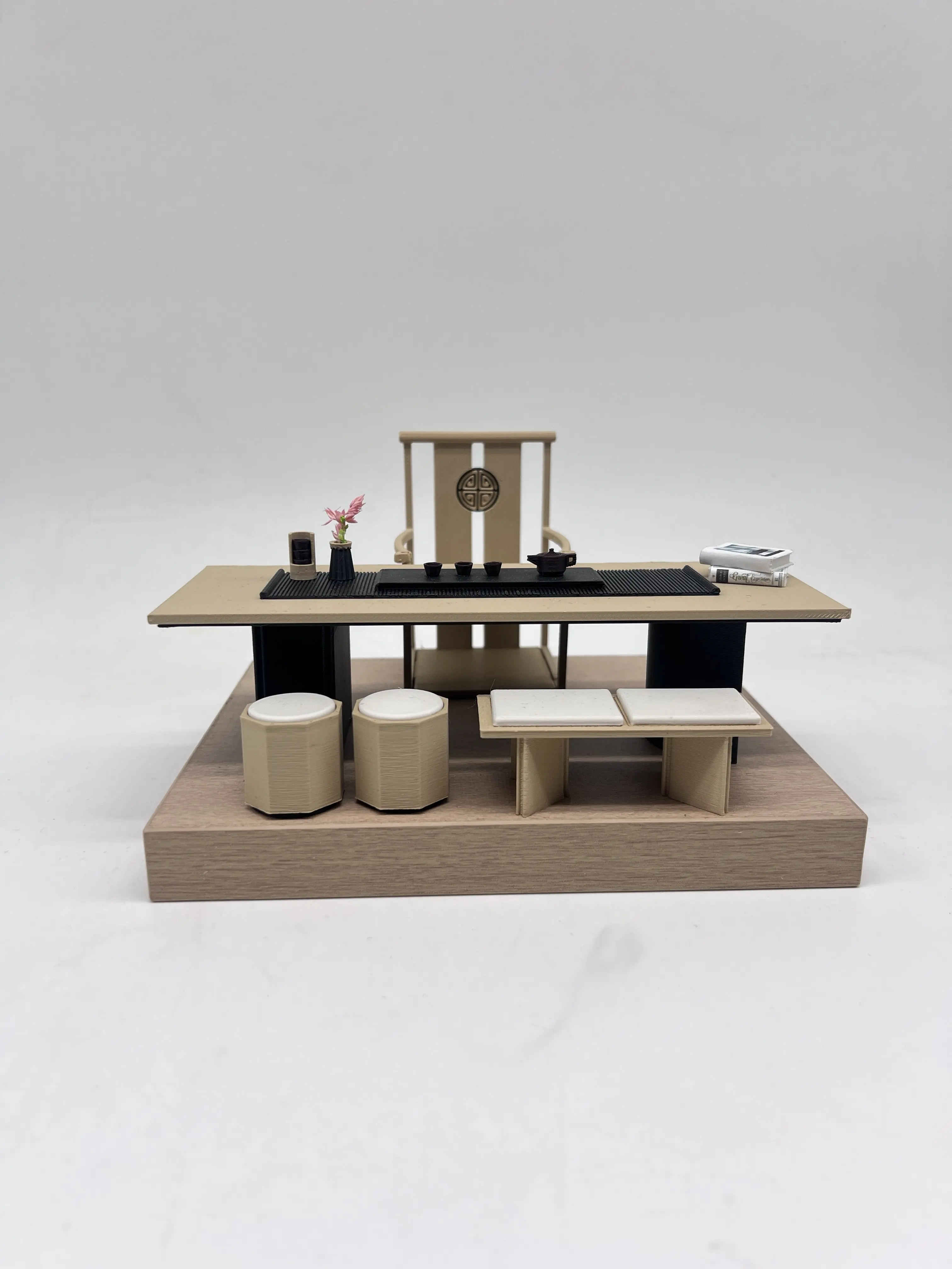 1:12 Scale Realistic Original Miniature Tea Table Dollhouse Furniture Craft Supplies Tabletop Diorama Hobbyists Collectors Gift